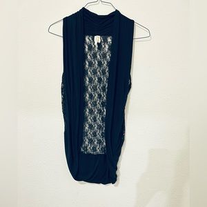 Miami brand black lace sleeveless cardigan